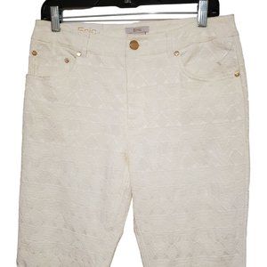 Eric Jenny Jean Women 8 Off White/Ivory Tummy Control Textured Pants Jeans NWT